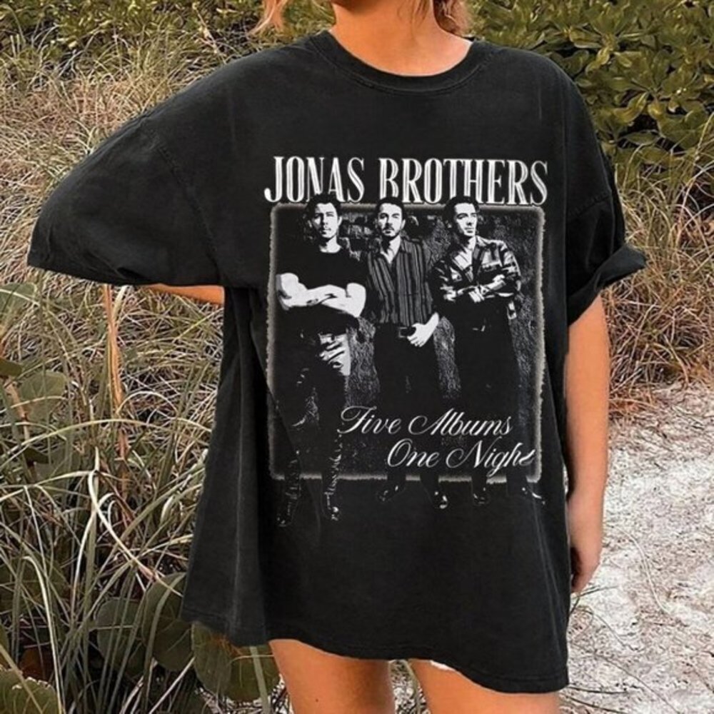 Jonas Brothers Tour Shirt, Five Albums One Night Concert Fan Unisex Tee